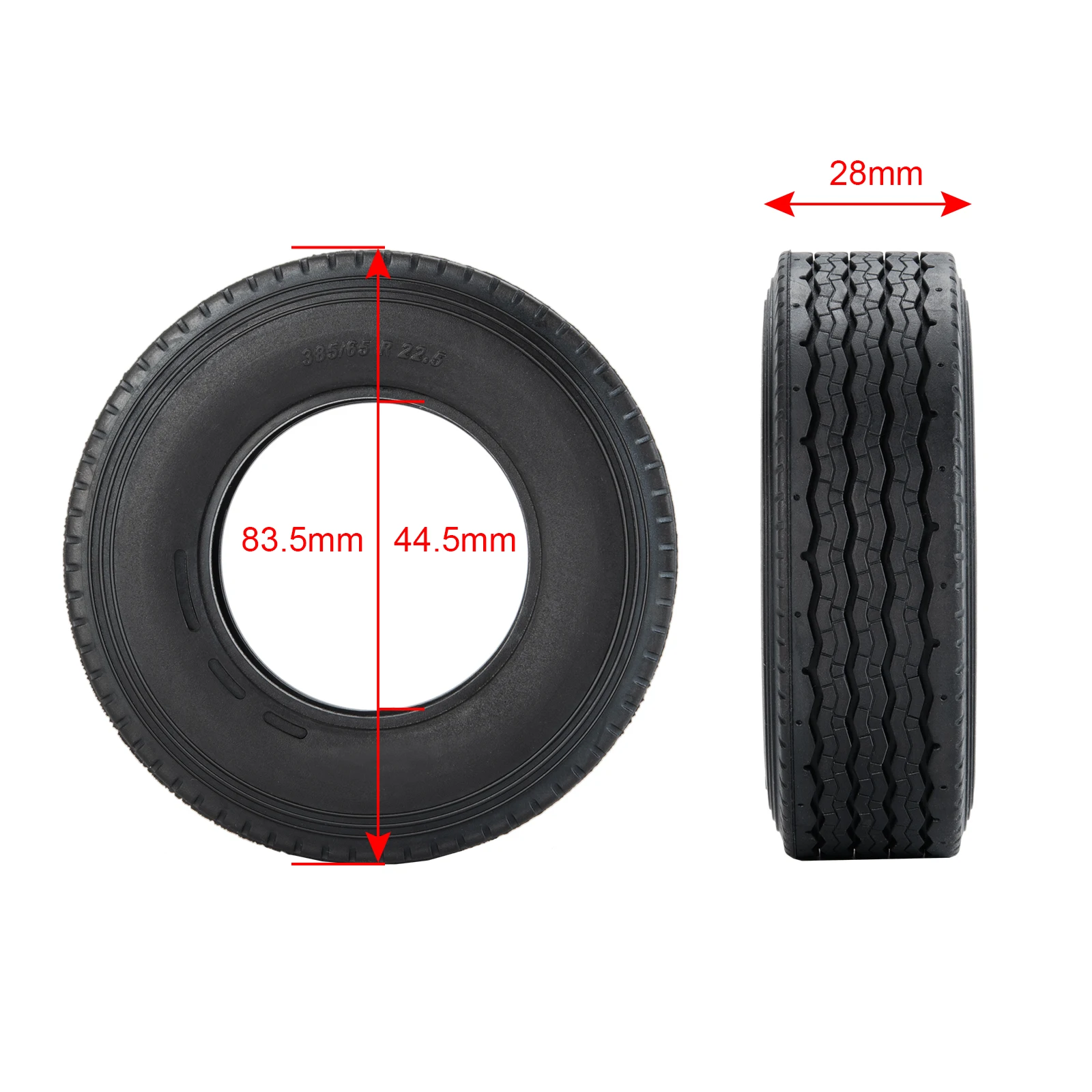 AXSPEED 1/2/4Pcs Rubber Front Wheel Tires w/ Foam 385/65 R 22.5 for Tamiya 1/14 RC Trailer Tractor Truck Car Model Upgrade Parts