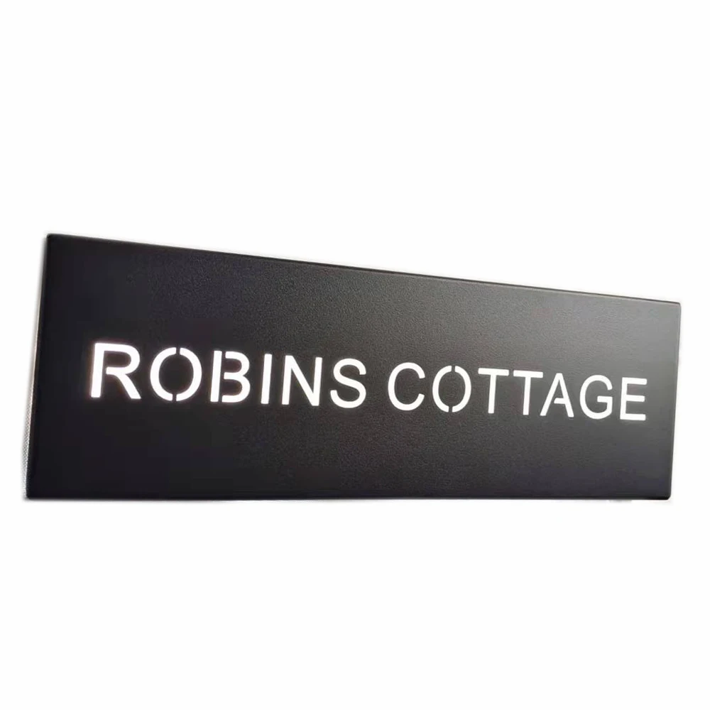

Illuminated Business Signs Custom Made Stainless Steel Lighting Address Plaque Modern Light Up Sign Metal