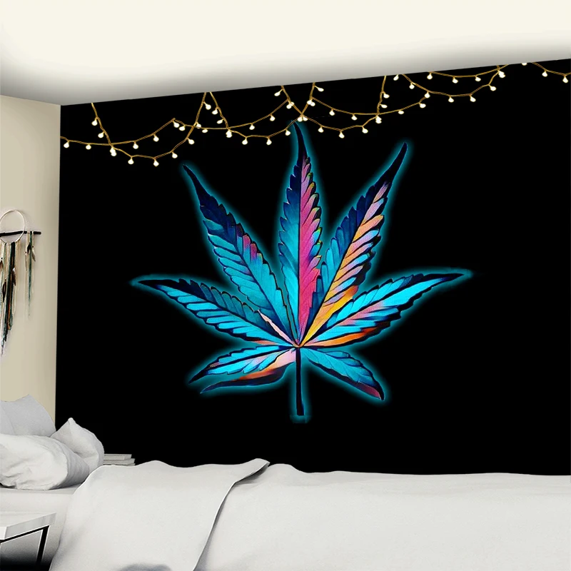 New 3D Printing Maple Leaf Wall Hanging Tapestry Art TAPIZ Bohemia Psychedelic Witchcraft Curtain Bedroom Home Decor