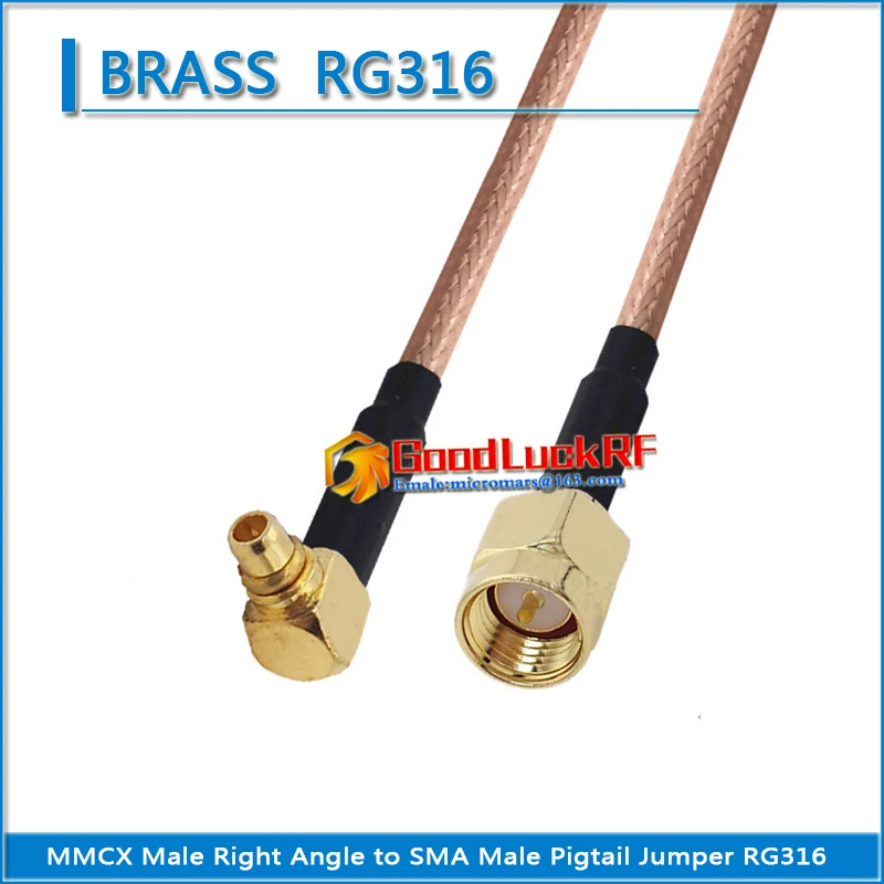 

1X Pcs MMCX Male Right Angle 90 Degree to SMA Male Plug Coaxial Pigtail Jumper RG316 extend Cable Low Loss