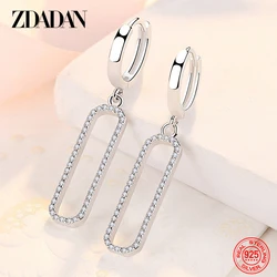 Orecchini pendenti quadrati lunghi in argento Sterling 925 zdhan per regalo di gioielli da sposa moda donna