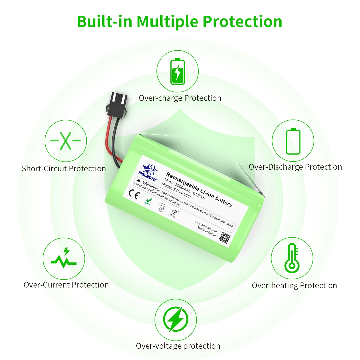 Аккумулятор Melasta 3000 мАч 14,4 В для пылесоса Ecovacs Deebot Eufy RoboVac 11S,N79S N79 DN622 Conga 990 995 1090 1190 1790