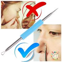 Stainless Steel Acne Needle Double-Headed Acne Needle Silicone Beauty Needle To Blackhead Squeezing Acne Tool Blue