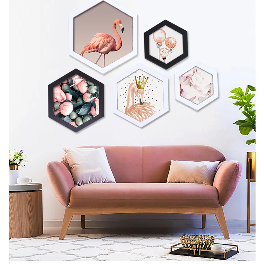 Creative Hexagon Photo Frame Polygon Culture Photo Wall Living Room Company School Decoration Round Rhombus Combination