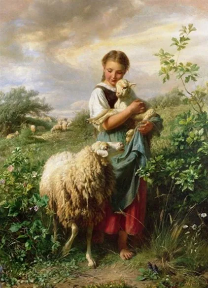 The Shepherdes -Girl Counted Cross Stitch Kits Needlework Embroidery Crafts 14ct Unprinted Aida DIY Arts Handmade Home Decor