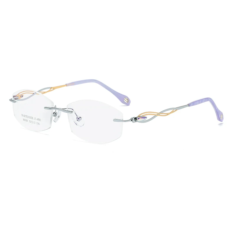 ZIROSAT 88038 Tint Lenses Myopia Glasses Reading Glasses Diamond Cutting Rimless Titanium Glasses Frame for Women - Image 4