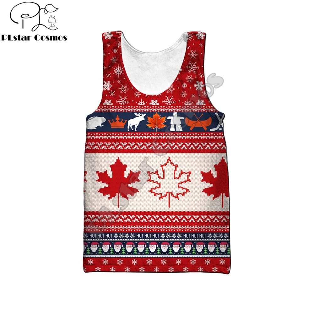 2021 Summer Men Merry Christmas Maple Leaf 3D All Over Printed Casual Sleeveless T-shirt Unisex Tank tops Drop shipping BXD21