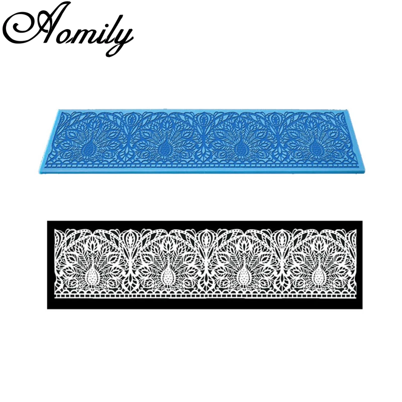 Amoliy Peacock Lace Icing Mat Silicone Mold Cake Decorating Tools Fondant Icing Pad Baking Accessories Molde Silicona Pasteleria