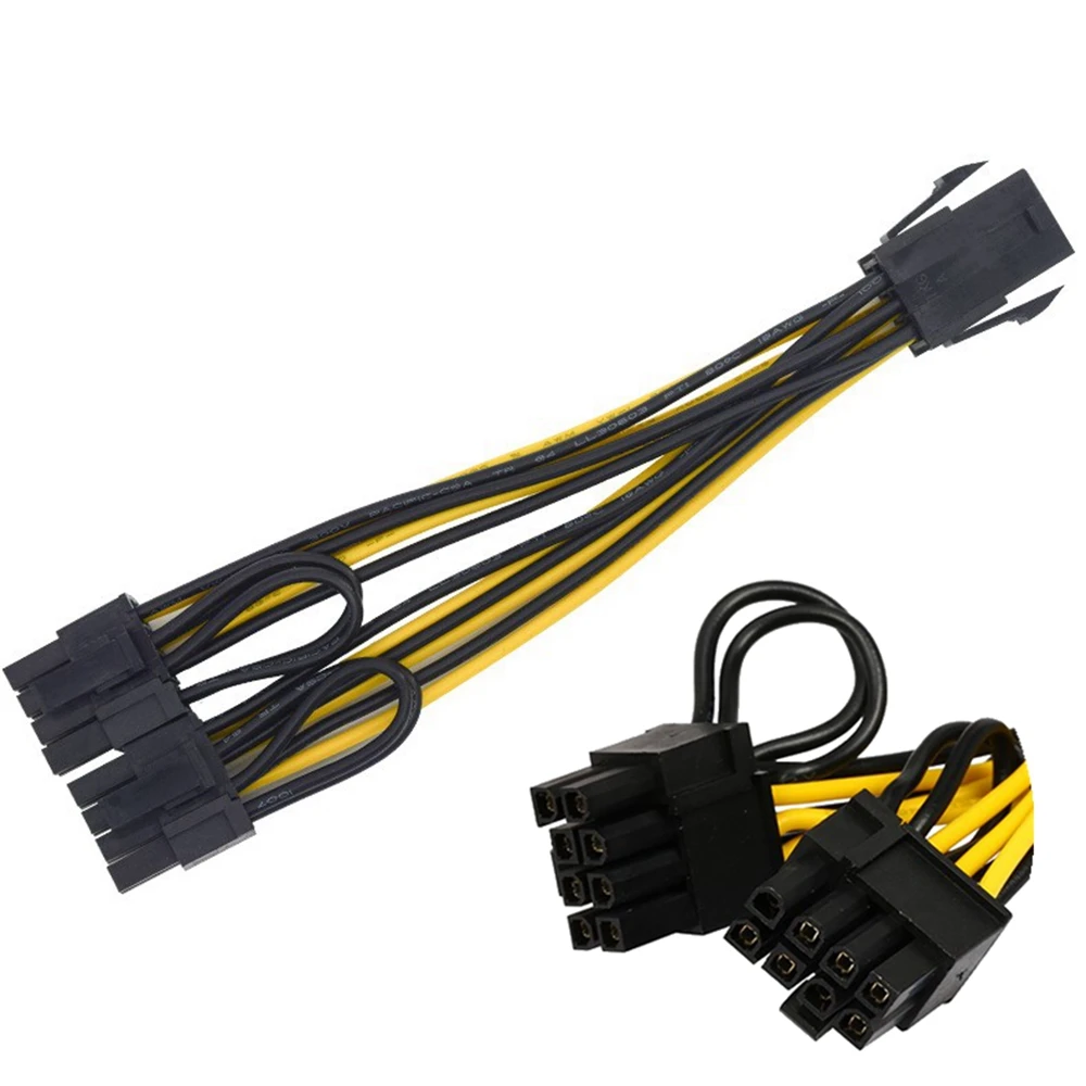 2PC Molex 6-pin PCI Express to 2 x PCIe 8 (6+2) pin Motherboard Graphics Video Card PCI-e GPU Power Cable 6 inch VGA Splitter