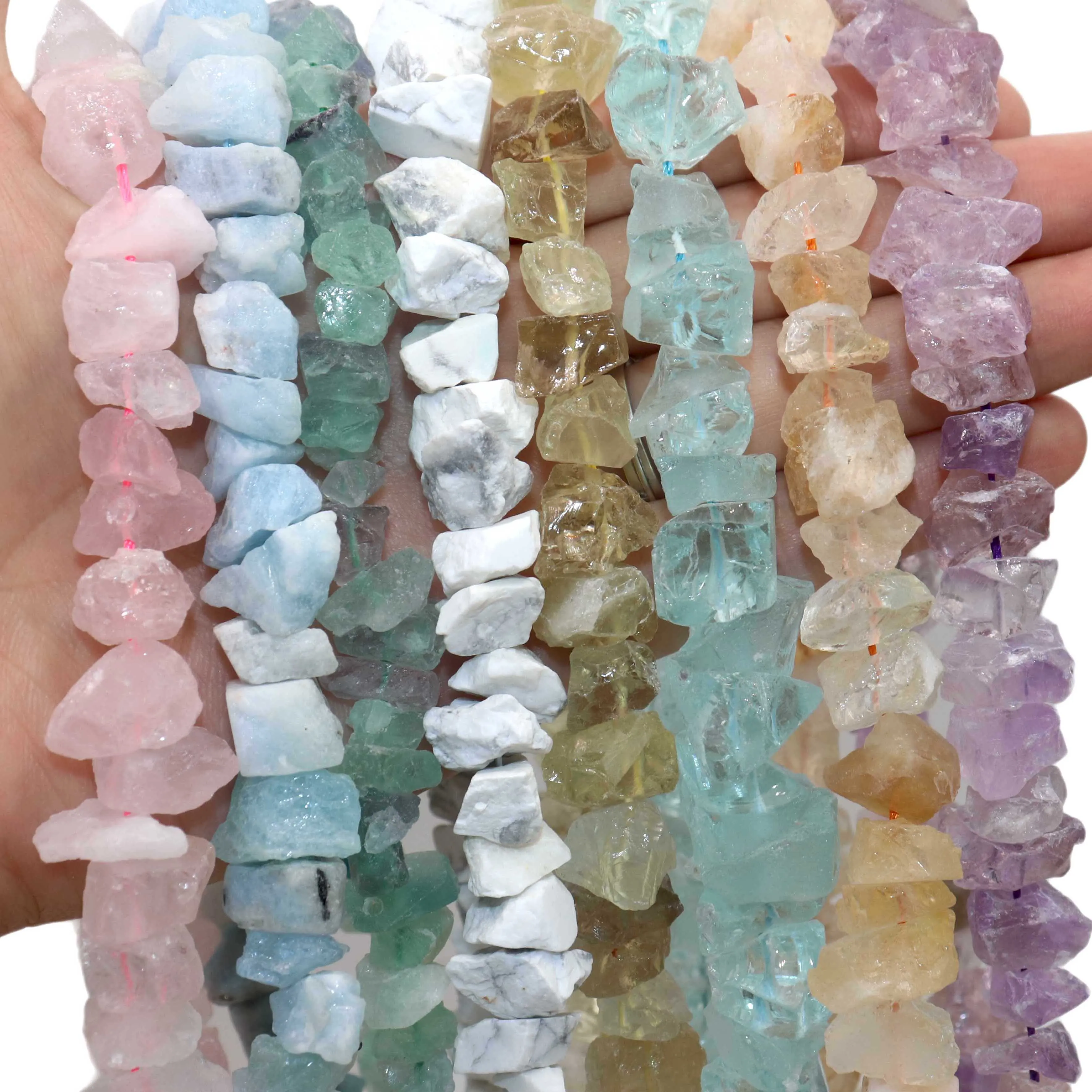 10-14mm Natural Stone Irregular Freeform Raw Nugget Amethysts Amazonite Minerals Quartz Citrines Beads Diy For Jewelry Making