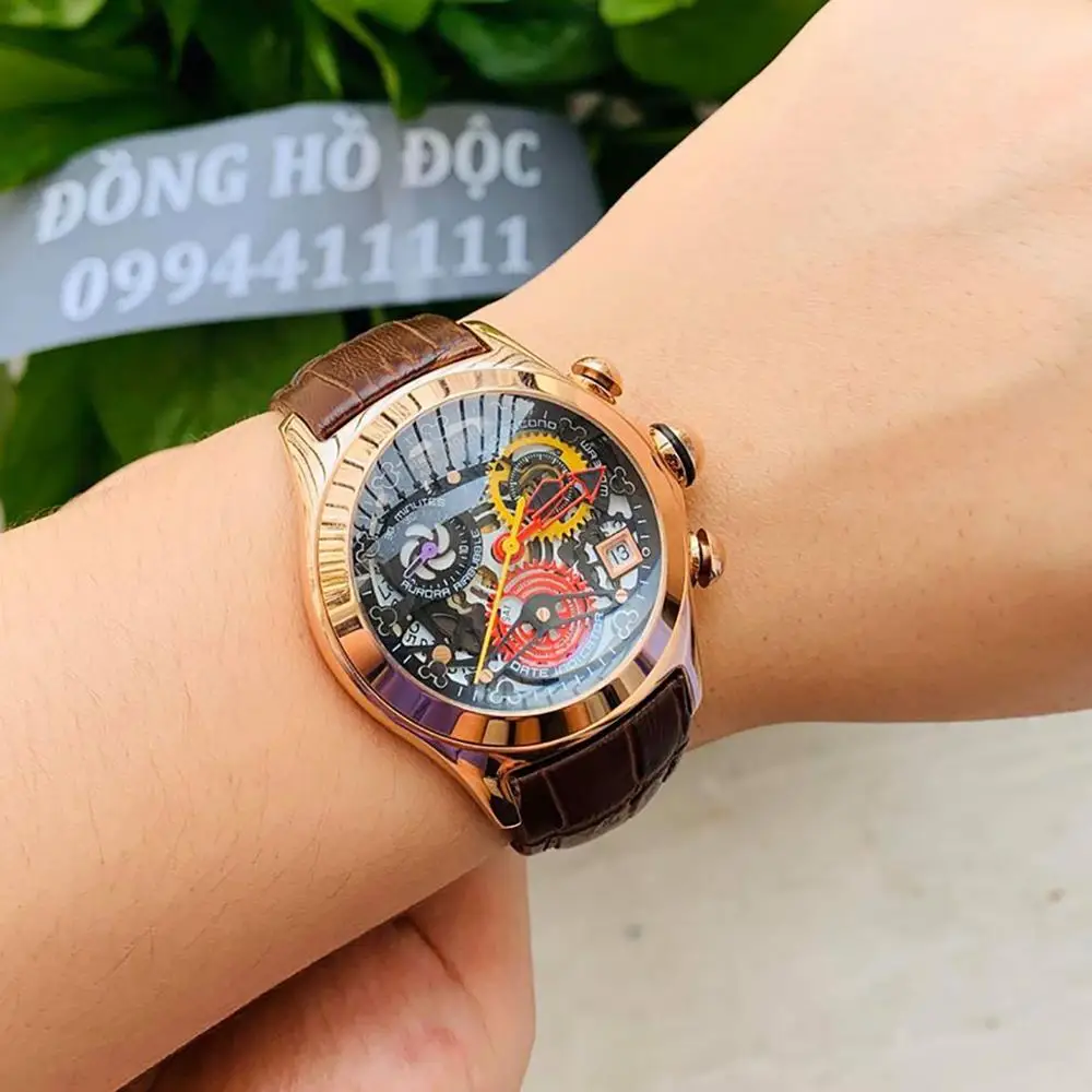 Reef Tiger/RT Women Fashion Watches Ronda Movement Skeleton Watches Rose Gold Watches Date RGA7181