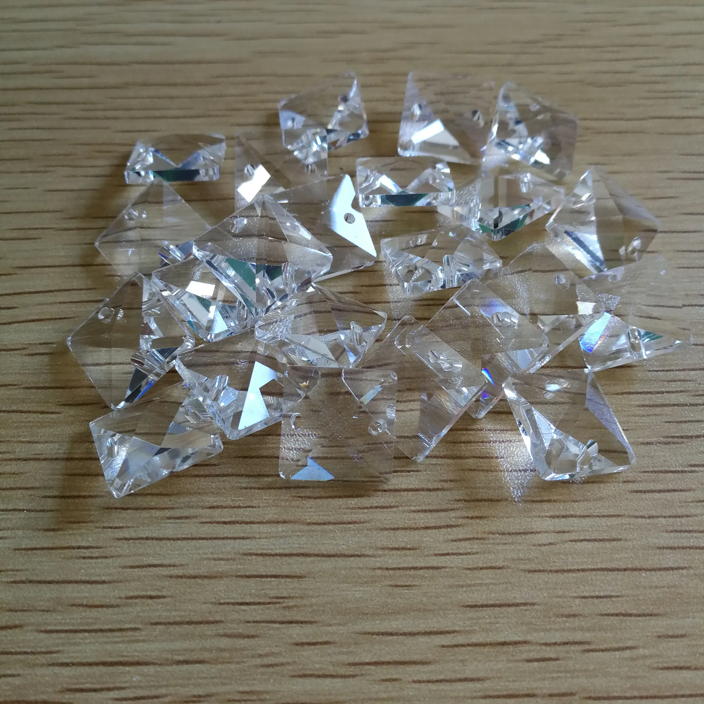 14mm 20 Pieces Crystal Square Beads With Two Holes Transparent Color Decor Curtains Glass Lighting Accessories