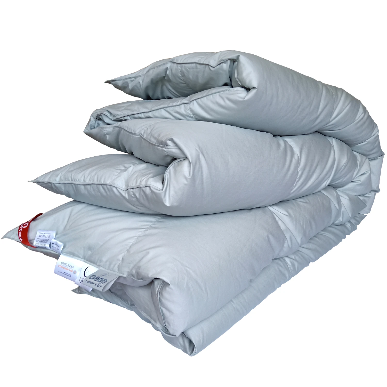 

Winter Duvet 95% Goose down Filling 2000g Cotton Shell Mute Light Beige/Gray 248x248cm - Thick Warm Quilt Cover