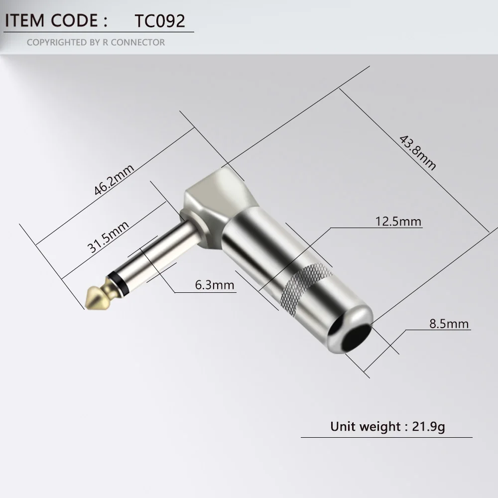 2PCS 6.35MM Jackสายไฟ4มุม2เสา6.35มม.ชายโมโนปลั๊กไมโครโฟนกีตาร์ปลั๊กอะแดปเตอร์