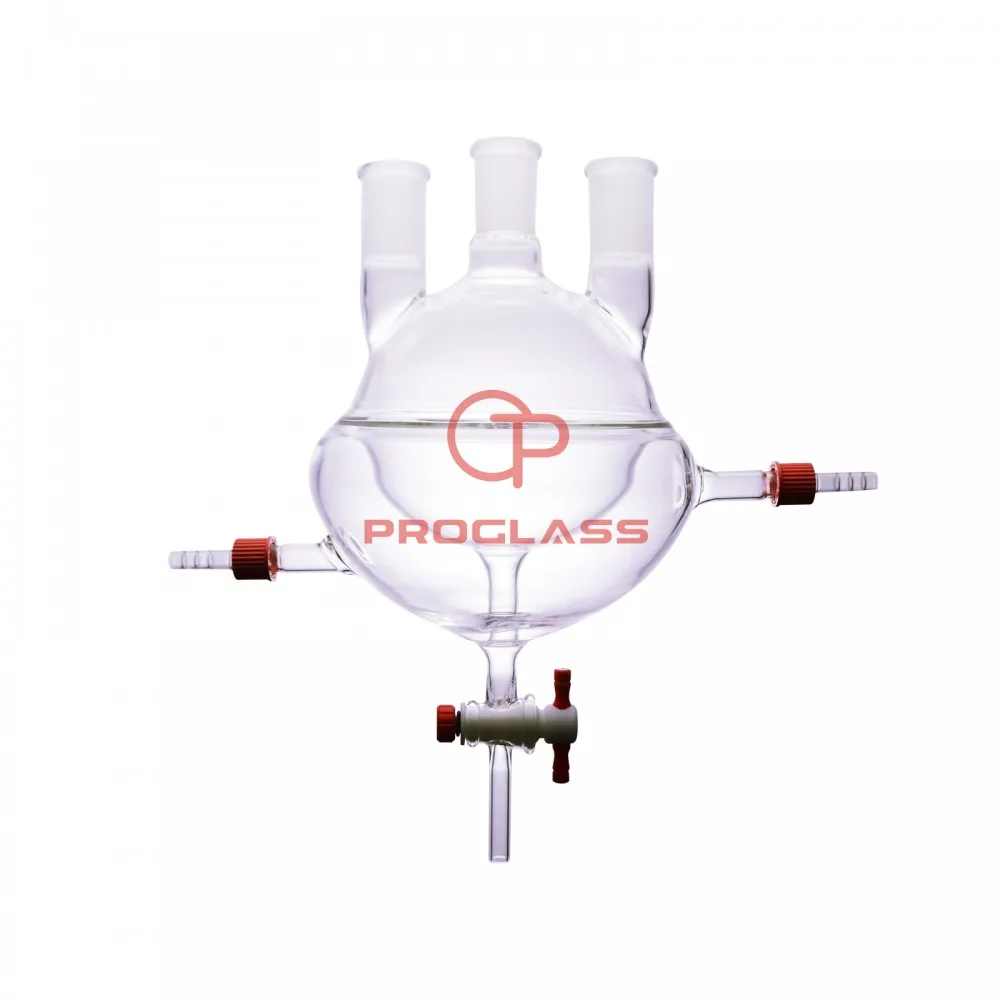 

Three Necks Round Bottom Flask,Heavy Wall,PTFE Stopcocks,Half Jacketed,500mL~5000mL