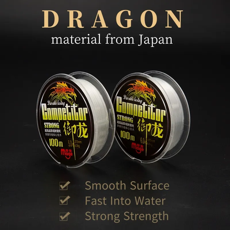 Competitor Dragon 100M Super Strong Fishing Line  Japanese Monofilament Carp Fishing Wire 45LB