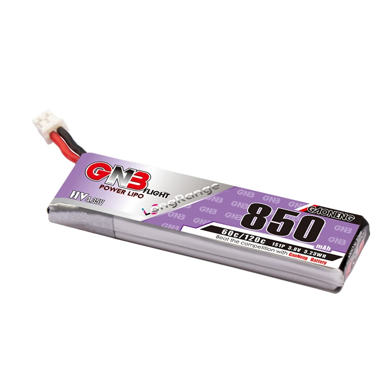 1-10PCS GAONENG GNB 1S 850mAh 3.8V 60C/120C HV 4.35V Light Weight Long Fly Times Lipo Battery with PH2.0 Plug For FPV Drone