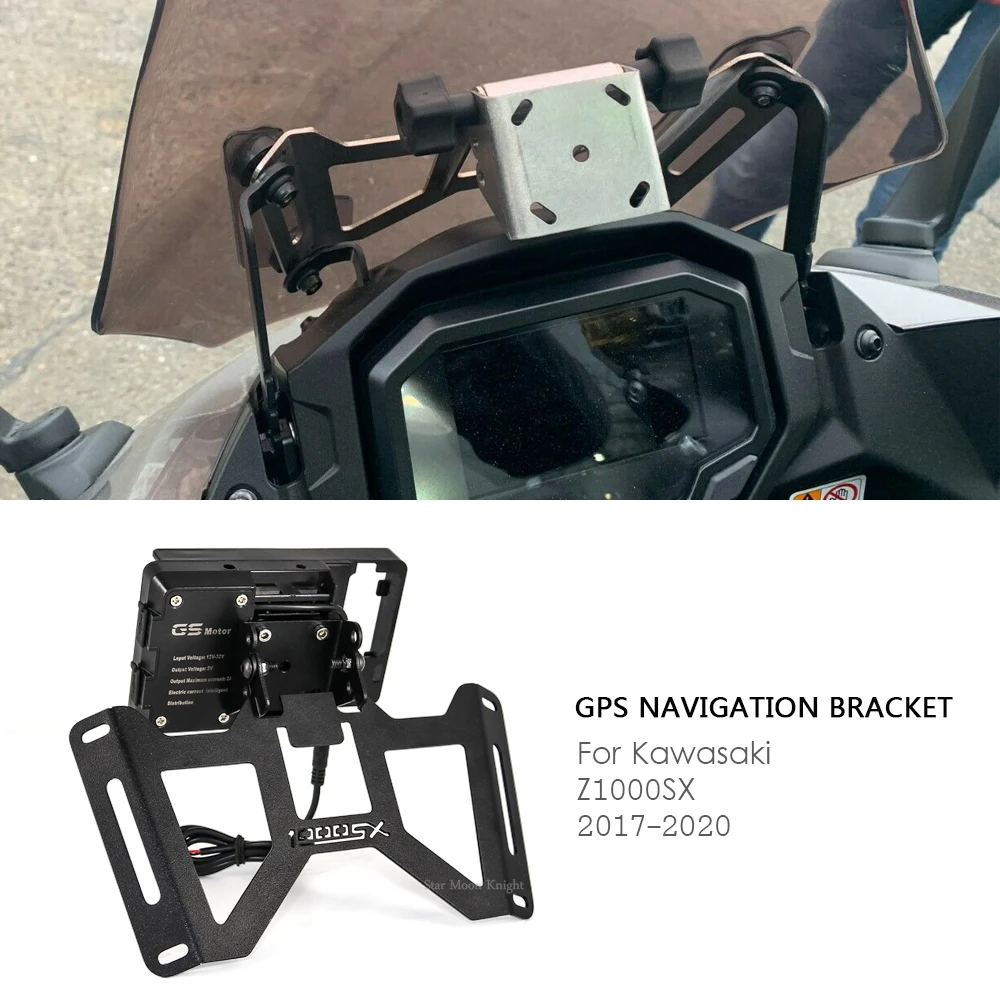 

Front windshield Phone Stand Holder Phone GPS Navigaton Plate Bracket smart phone support for Kawasaki Ninja Z1000SX Z 1000 SX