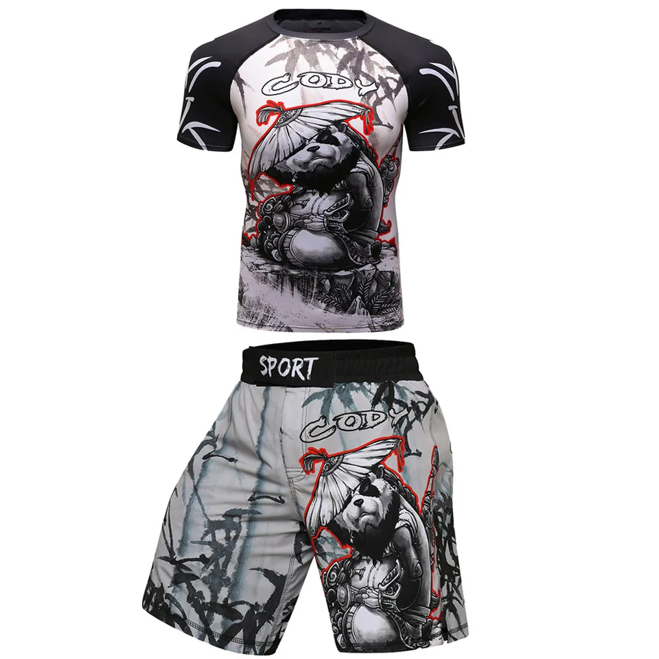 MMA BJJ Rashguard T Shirts+Pants Rash Guard Fitness Tracksuit Boxing Jerseys Muay Thai Compression Men MMA Kickboxing Sport Suit