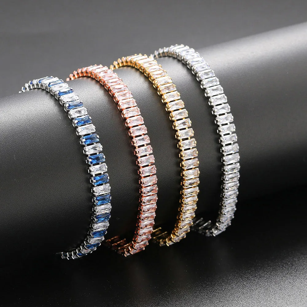 Luxury CZ Tennis Bracelet for Women Gold Color Bangle Korean Style Crystal Hand Chain Fashion Jewelry Zirconia Accessories H167