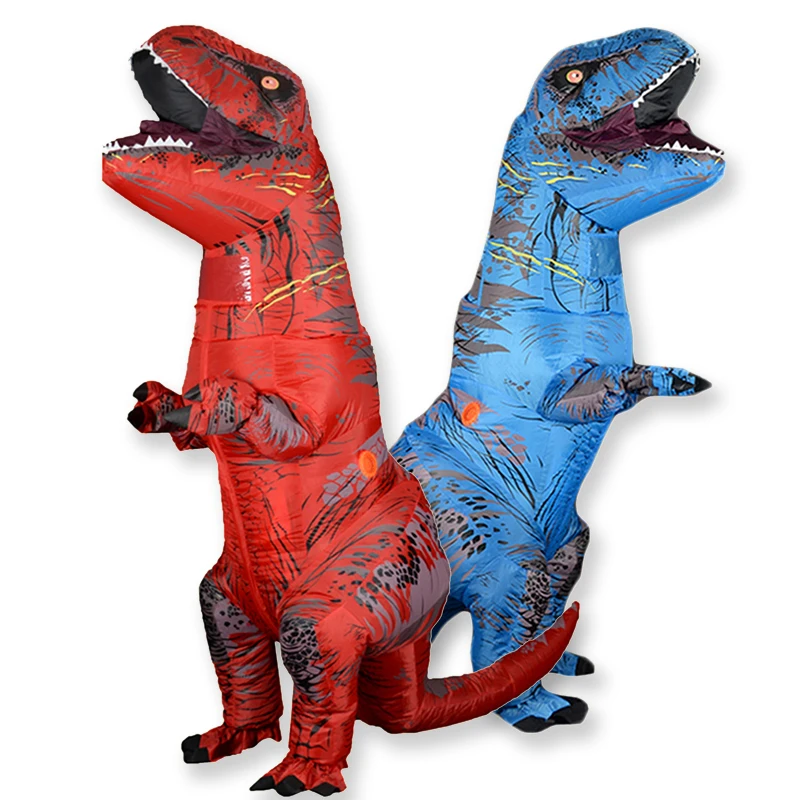 Traje cosplay inflável para homens e mulheres, T Rex Velociraptor, mascote, Tirano, Saurio, Dino, terno engraçado para criança