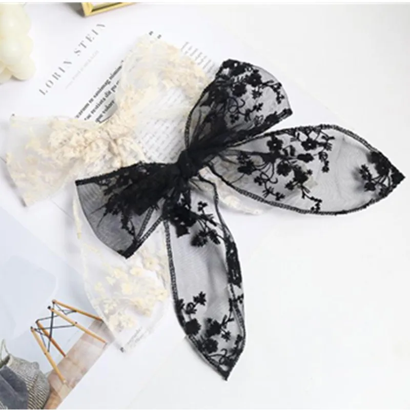 Black Lace Hair Bow Clips for Women Elegant Embroidered Hairpins Princess Girls Hair Accessories Bow Hair Barrettes Clips