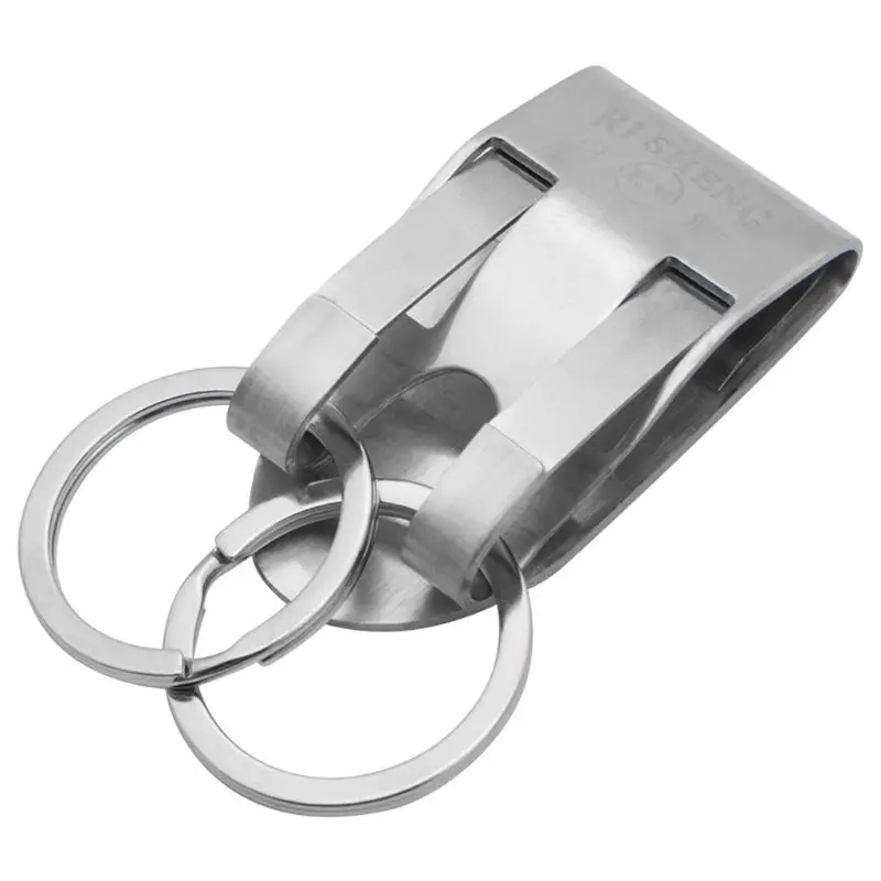 Stainless Steel Keyring Security Clip On Heavy Duty Belt Key Clip Belt Keychain 2 Detachable Keyrings Belt Key Holder