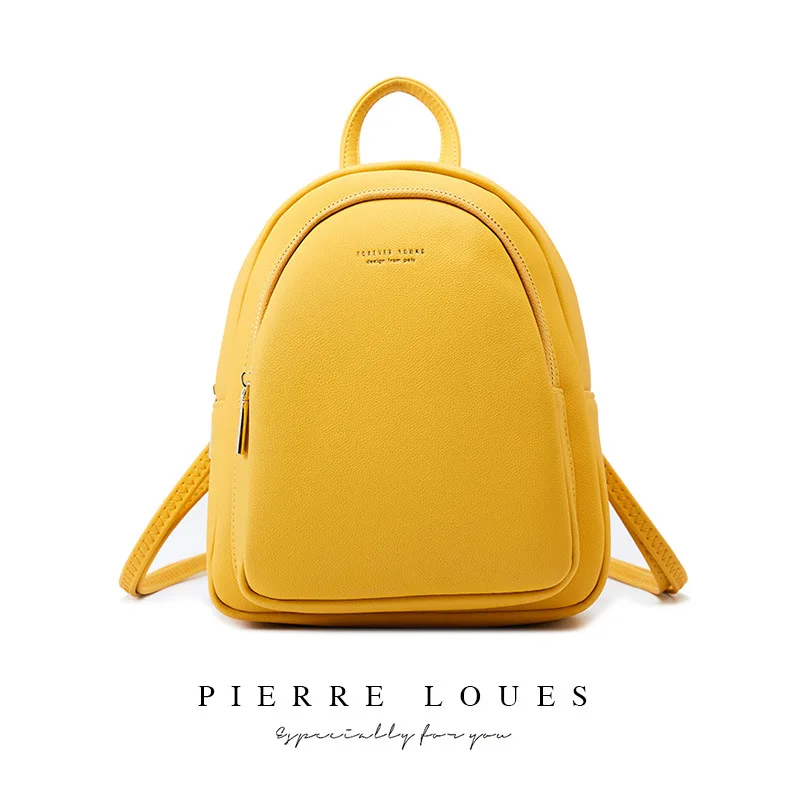Small Women\'s Fashion PU Leather Backpack Female Preppy Shoulder Bag Solid Ladies Rucksack Travel Bag Student School Backpacks