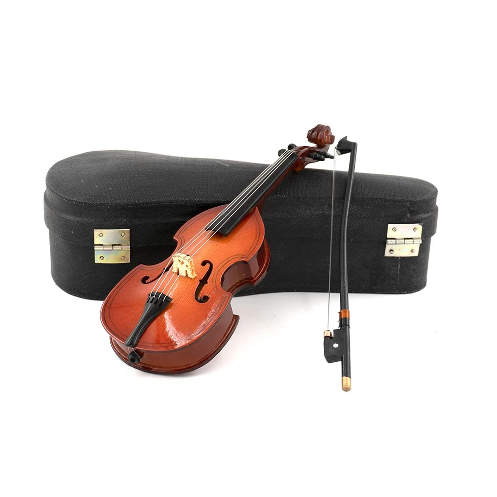 1Pcs Wooden Miniature Bass Cello Model with Support Mini Musical Instrument 1/12 Dollhouse 1/6 Action figure Accessories ob11
