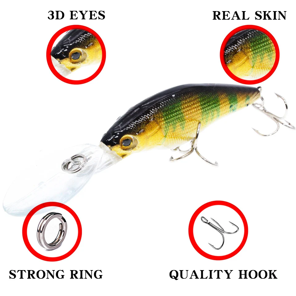 1PCS Minnow Fishing Lure 90mm 6.6g Floating Hard Bait Wobbler Jig Bait Crankbait Carp Striped bass Pesca Fishing tackle SwimBait