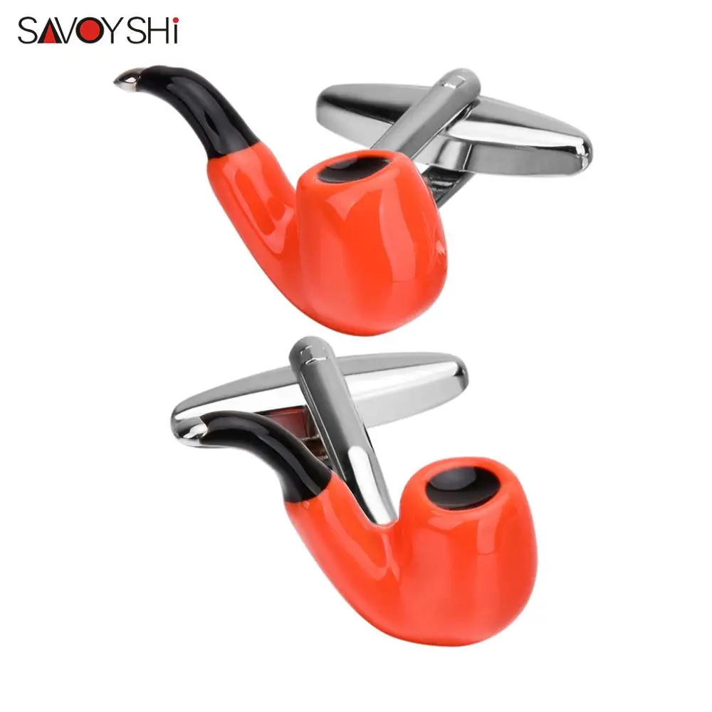 

SAVOYSHI Fashion Tobacco pipe Cufflinks for Mens Shirt Cuffs High Quality Enamel Cuff buttons Special Gift Free engraving name