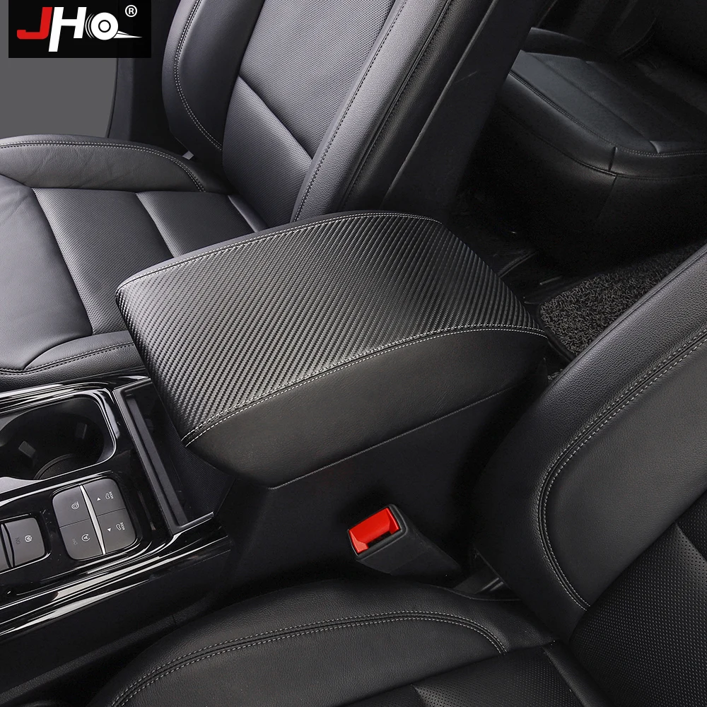 JHO Carbon Grain Arm Rest Protector Armrest Box Cover For Ford Explorer 2020 2021 Limited Platinum XLT ST BASE Car Accessories