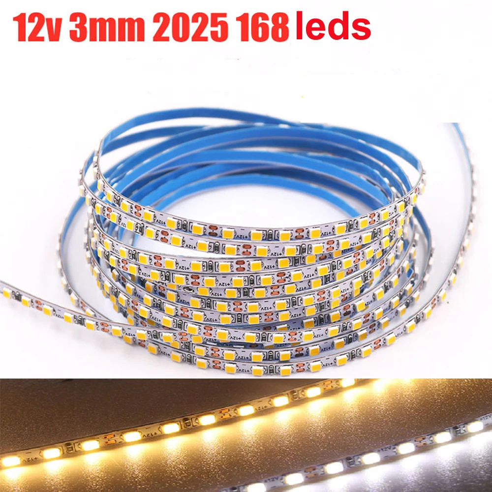 

50M Narrow 3mm Ultra Thin LED Strip DC12V 2520 168leds/m White Warm White Flexible LED Strip Building Model Exhibition Showcase