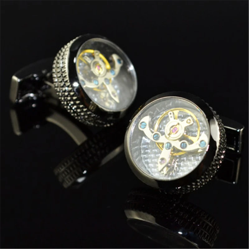 jewelry shirt cufflink for mens 4 colour cuff button watch Mechanical movement cuff link high quality Tourbillon abotoaduras