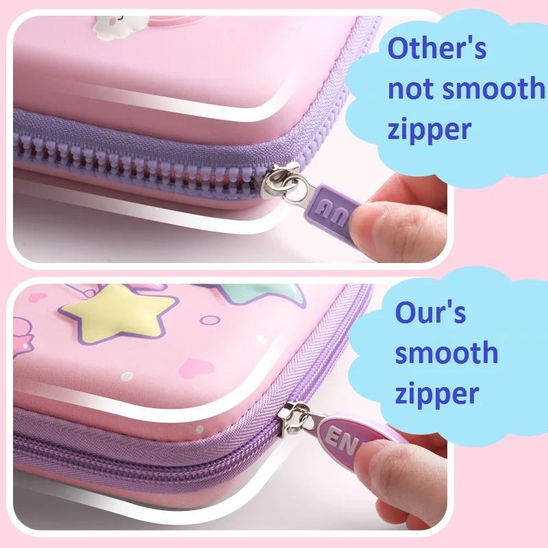 Imagem -03 - Unicórnio 3d Lápis Case Caixa de Armazenamento Eva Lovely Cartoon Pen Bolsa para Menina da Escola Kawaii Papelaria Pouch Borracha Titular Presente Rosa