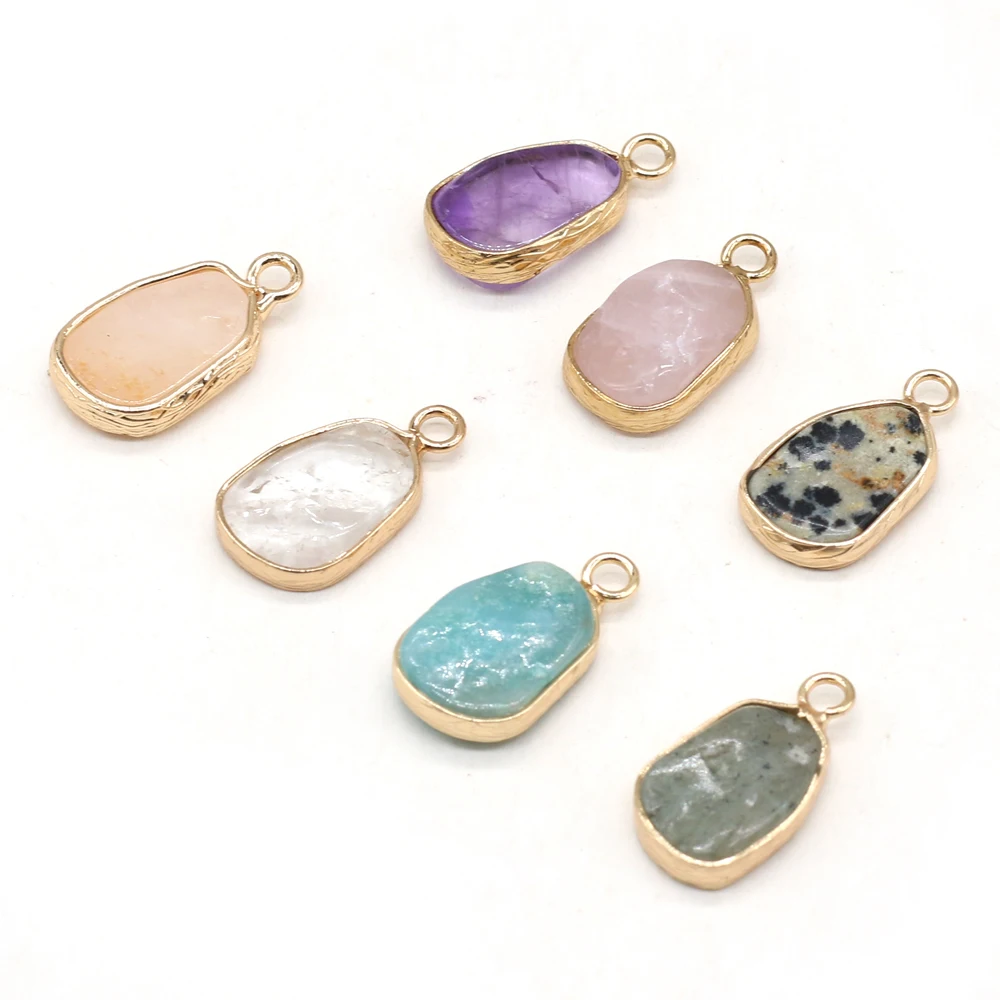 5 PCS Natural Semi-precious Stone Pendants Clear Quartz Amazonite Rose Quartz for DIY Jewelry Making Gift Handmade Accessories