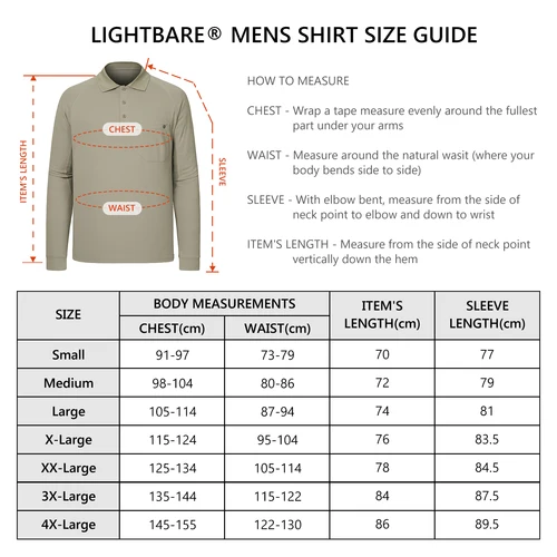Imagen 2 del producto Lightbare-Polo de rendimiento UPF 50 para hombre, camisa de piqué táctica de manga larga, secado rápido, absorbe la humedad