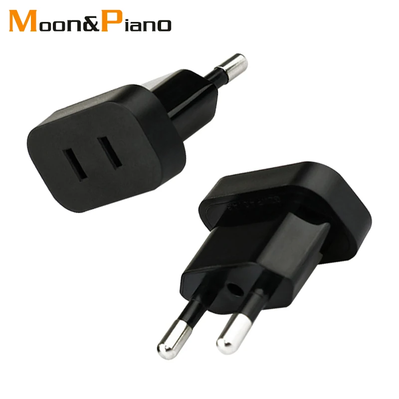 1PC US To EU Plug Adapter 4.0mm 4.8mm 2 Round Socket Mini Lightweight AC 2.5A 250V Converter Travel Electrical Power Adaptor