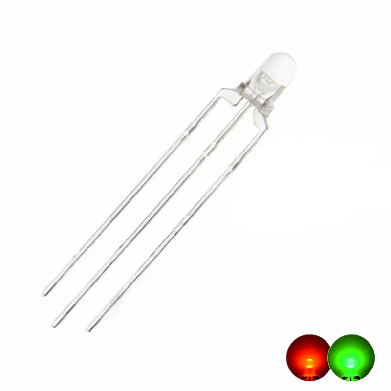 100pcs LED 3mm Round Diffused Red & Green Two Color Common Cathode LED Diode Light Emitting Diode