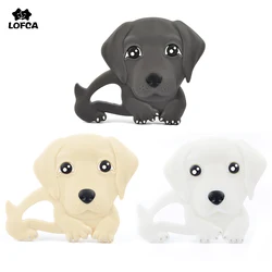 LOFCA Silicone Labrador Teether Baby Teething Toy BPA FREE Soft Chewable Dog Teether Making Necklace Pacifier Clip Chain