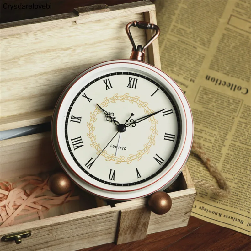 유럽 패션 레트로 크리에이티브 무음 알람 시계, 학생 침실 침대 옆 테이블 시계, 간단한 작은 데스크탑 시계, 홈 데코