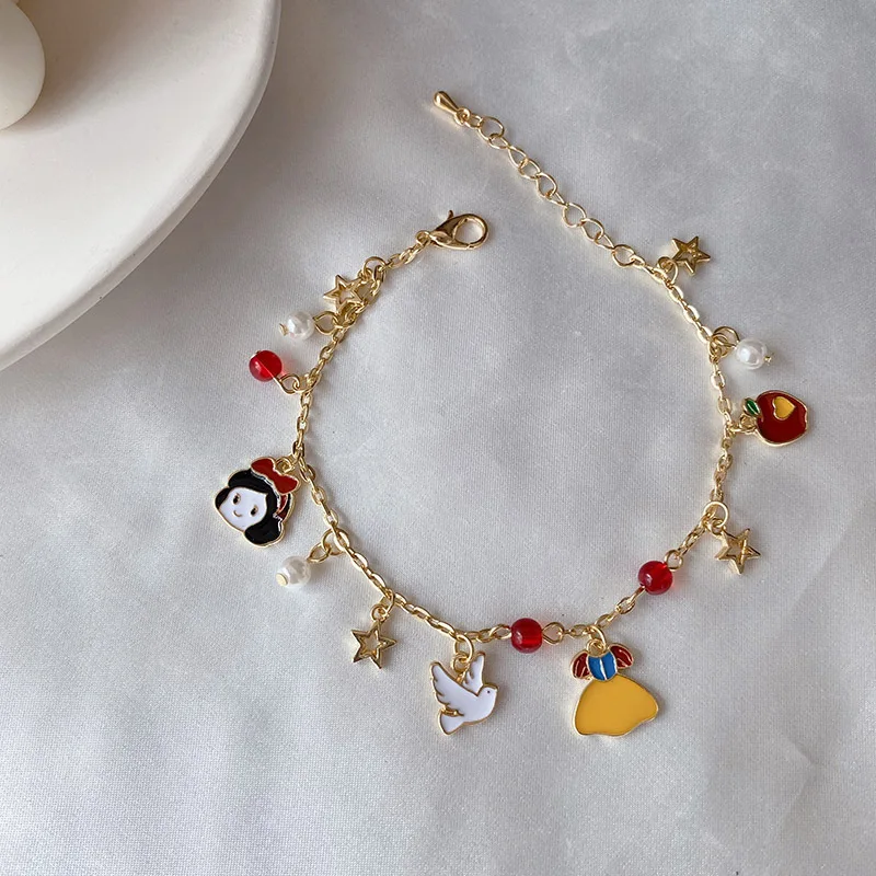 Children Fairy tale Cinderella Alice In Wonderland Bracelet Mermaid Snow White Princess Charm Bracelets for Kids Girls Women