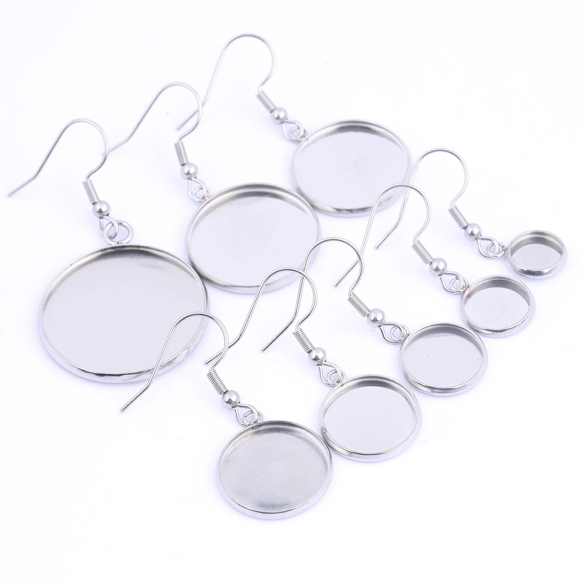 

20pcs Stainless Steel Earring Setting Blanks Fit 10mm 12mm 14mm16mm 18mm 20mm 25mm Cabochon Base Dangles Diy No Fade