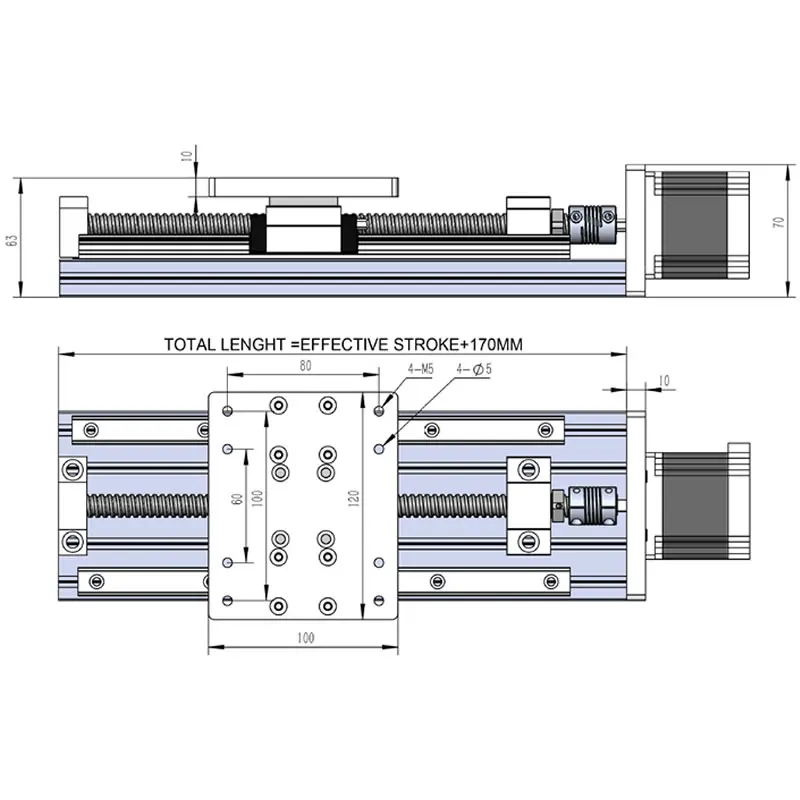 Guide lineari tavola scorrevole 100-900MM modulo lineare vite a ricircolo di sfere SFU1204 SFU1210 HGH15 HIWIN 2.8A NEMA23 57*56mm motore passo-passo