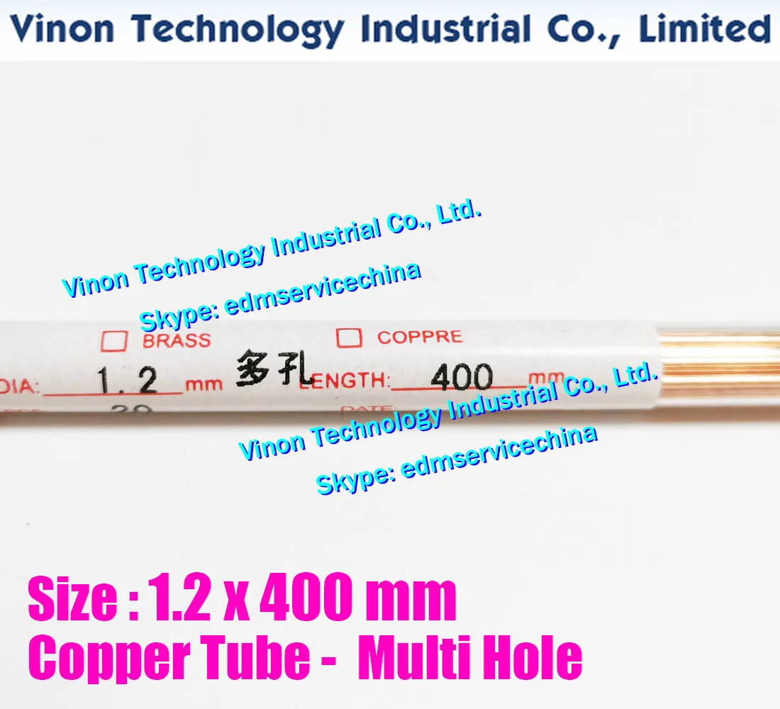 

(100PCS/LOT) 1.2x400mm Copper Tube Multihole, Copper EDM Tubing Electrode MultiChannel Dia. 1.2mm Long 400mm for Superdrill EDM