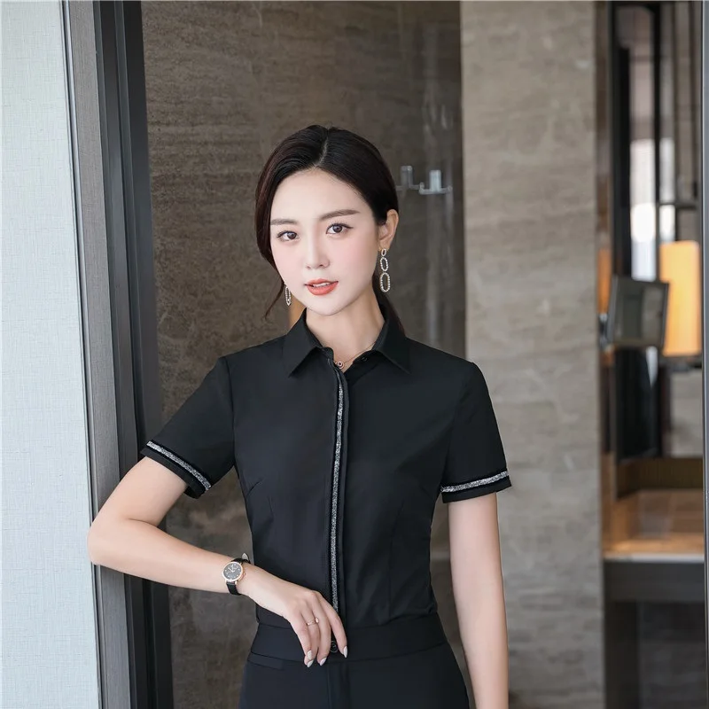 2021 Summer Office Ladies Work Wear Blouse Female Tops Clothes OL Formal Uniform Designs Business Shirt for Women Plus Size 5XL