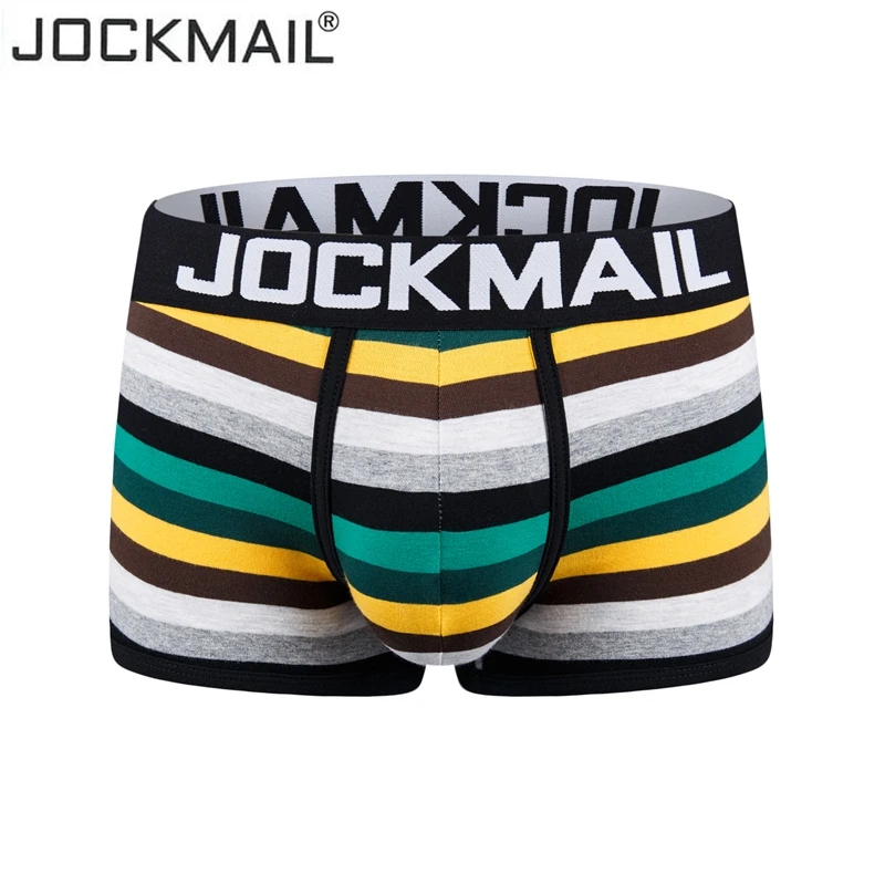 Jockmail Fashion Brand Sexy Underwear Men Boxer Rainbow Stripe Boxershorts Men Low-Rise Breathable Pouch Gay Calzoncillos Hombre