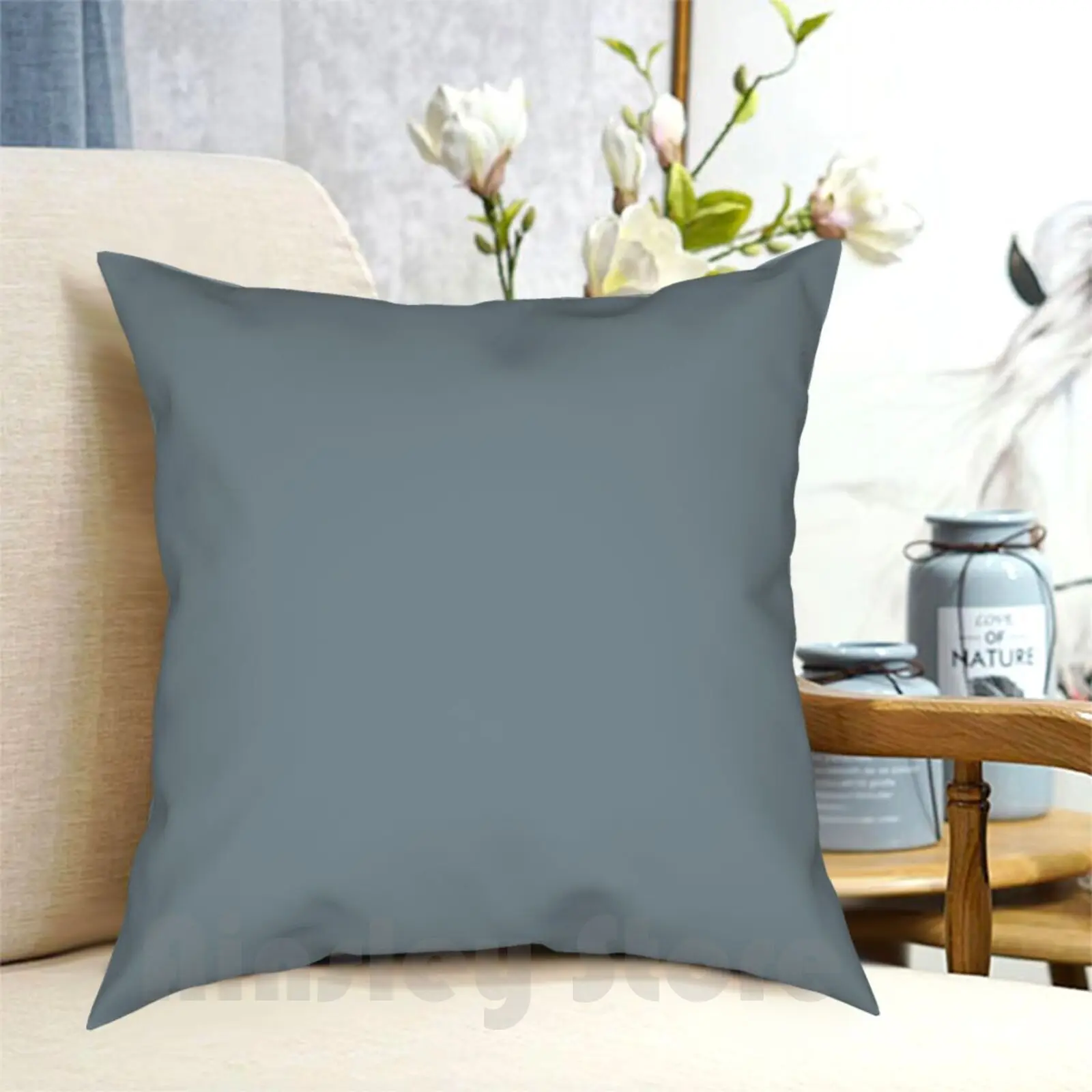 Bright Lead Grey Solid Colour Pillow Case Printed Home Soft Throw Pillow Background Blank Classic Cover Detail Fashion