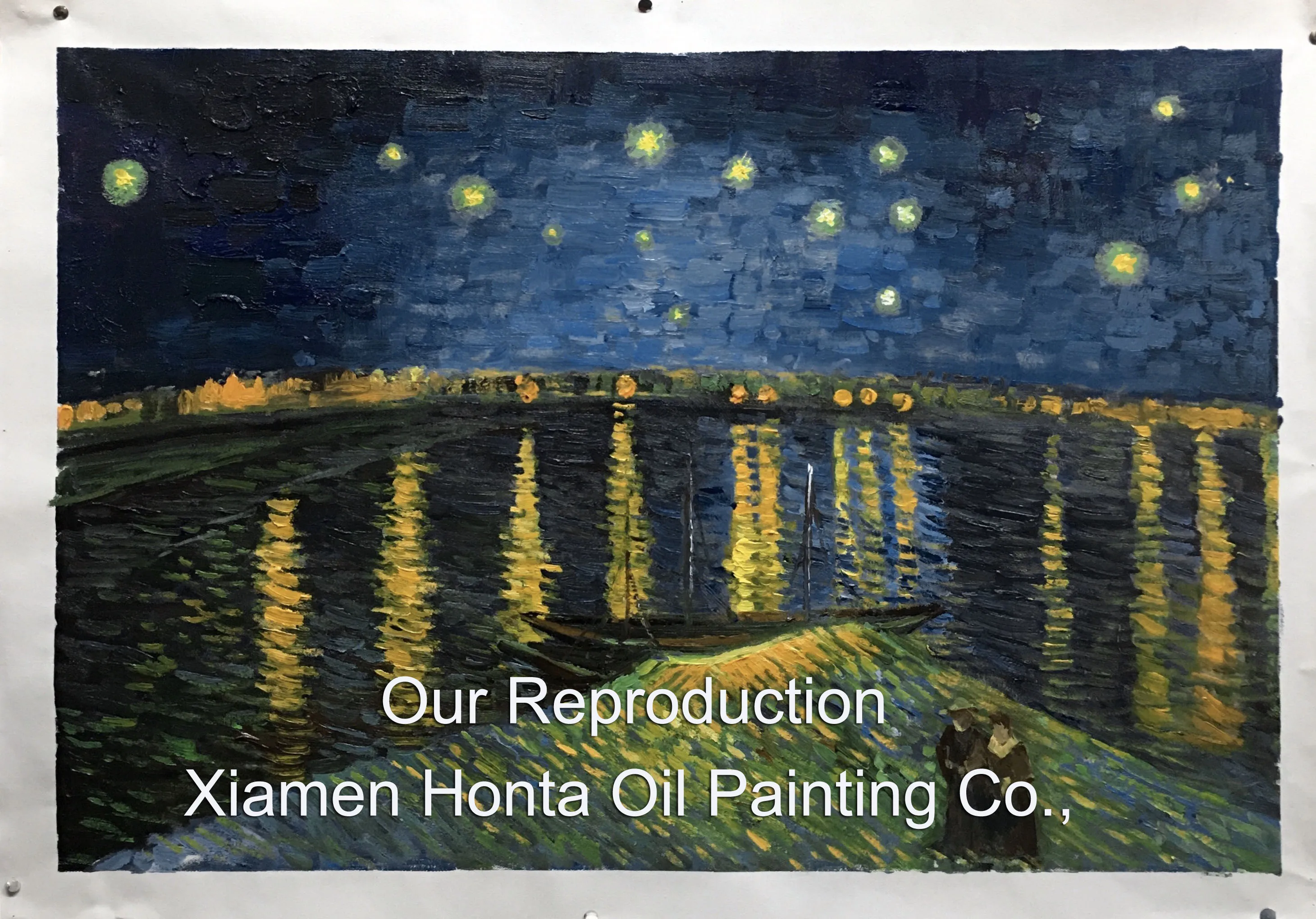 Linen canvas Oil Painting reproduction,Starry Night Over the Rhone by vincent van gogh,Free DHL Shipping,100% handmade
