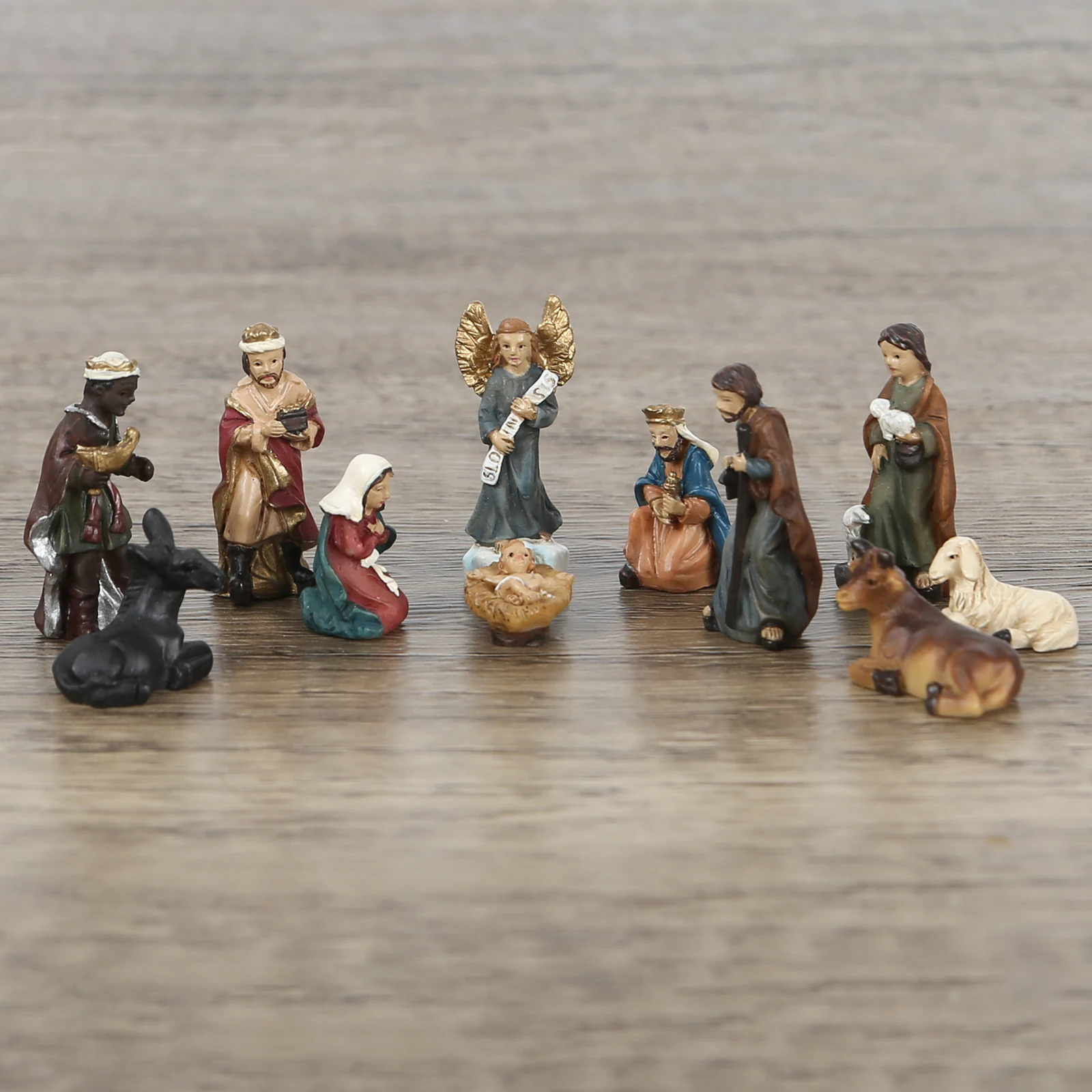 Colorful Nativity 11pc Set - Holy Family Birth of Jesus Figurine Christmas Home Decor Miniatures Ornament Church Xmas Gift